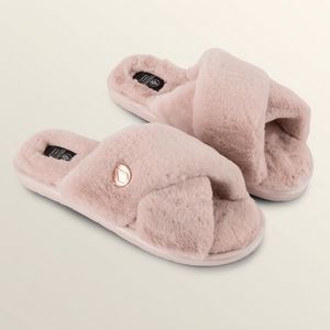 Volcom Faux Fur Pink Mauve Lived In Lounge Slides Sandals